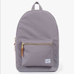HERSCHEL Settlement Backpack. Gray, gold hardware.